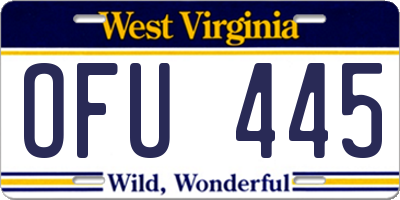 WV license plate OFU445