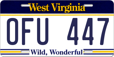 WV license plate OFU447