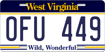 WV license plate OFU449