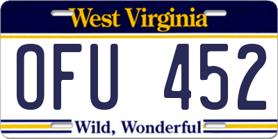 WV license plate OFU452