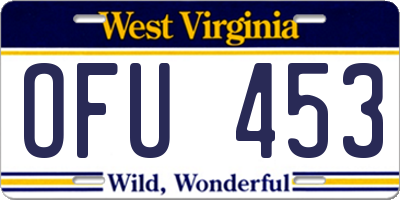 WV license plate OFU453