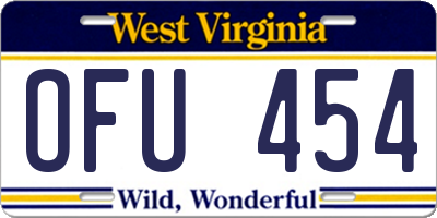 WV license plate OFU454