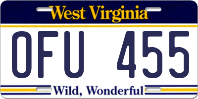 WV license plate OFU455
