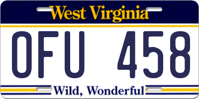 WV license plate OFU458