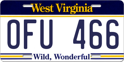 WV license plate OFU466