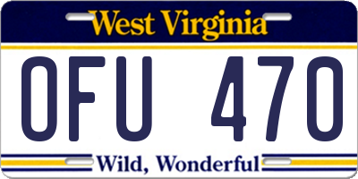WV license plate OFU470