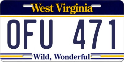 WV license plate OFU471