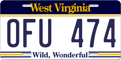 WV license plate OFU474