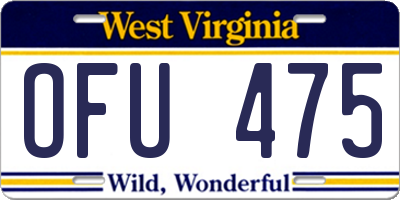 WV license plate OFU475