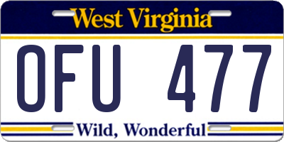 WV license plate OFU477