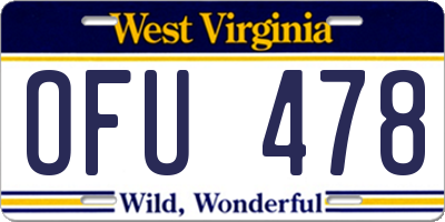 WV license plate OFU478