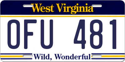 WV license plate OFU481