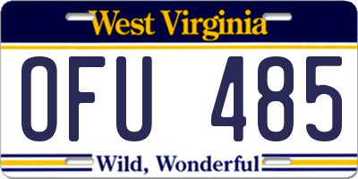 WV license plate OFU485