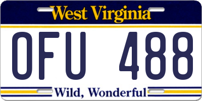 WV license plate OFU488