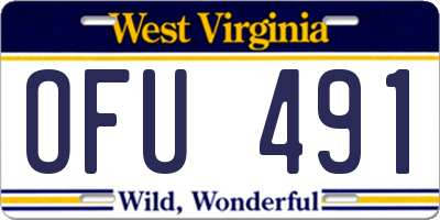 WV license plate OFU491