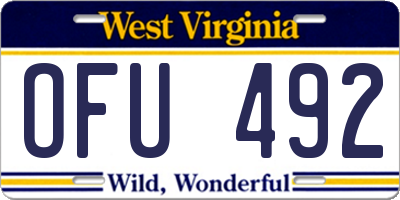 WV license plate OFU492