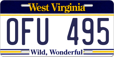 WV license plate OFU495