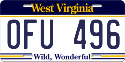 WV license plate OFU496