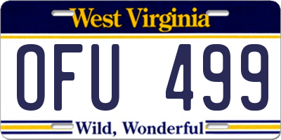 WV license plate OFU499