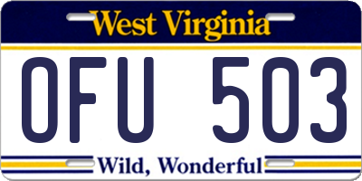 WV license plate OFU503