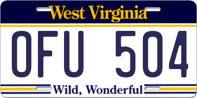 WV license plate OFU504