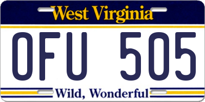 WV license plate OFU505