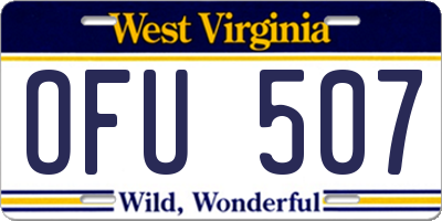 WV license plate OFU507