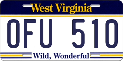WV license plate OFU510