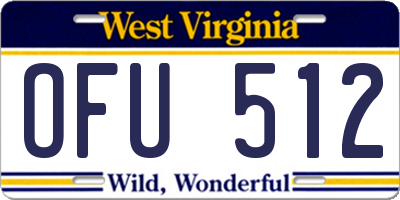 WV license plate OFU512