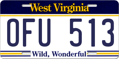WV license plate OFU513