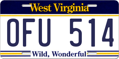 WV license plate OFU514