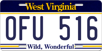 WV license plate OFU516