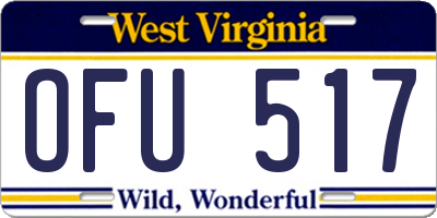 WV license plate OFU517