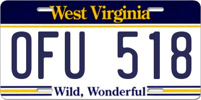 WV license plate OFU518