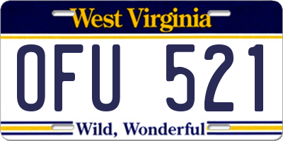 WV license plate OFU521