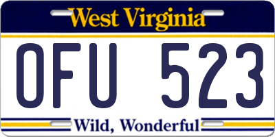 WV license plate OFU523