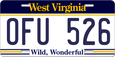 WV license plate OFU526