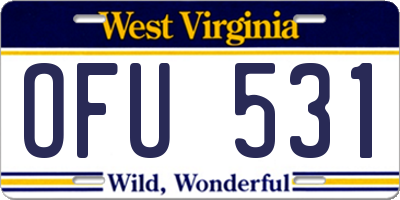 WV license plate OFU531
