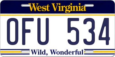 WV license plate OFU534