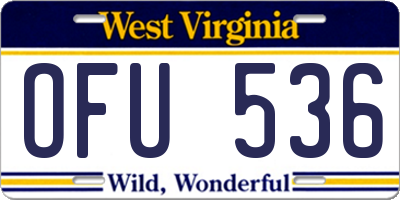 WV license plate OFU536
