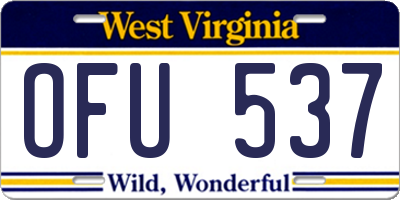 WV license plate OFU537