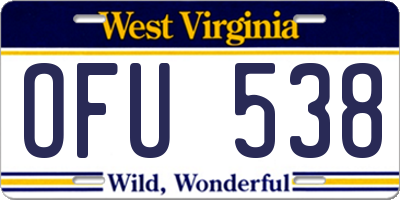 WV license plate OFU538