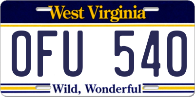 WV license plate OFU540