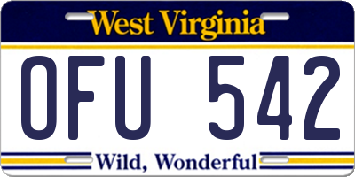 WV license plate OFU542
