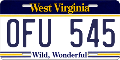WV license plate OFU545