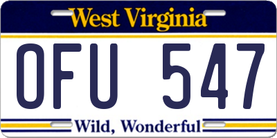 WV license plate OFU547