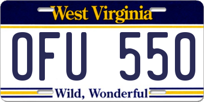 WV license plate OFU550