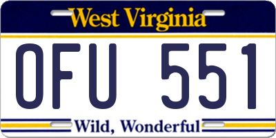 WV license plate OFU551