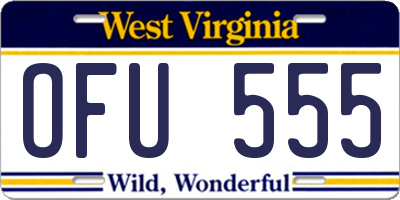 WV license plate OFU555