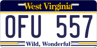 WV license plate OFU557